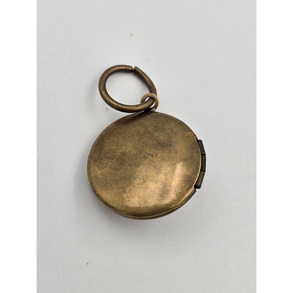 Vintage Brass Copper Flower Sweetheart Locket Pendant‎ Rhinestone Floral Small - Picture 5 of 6